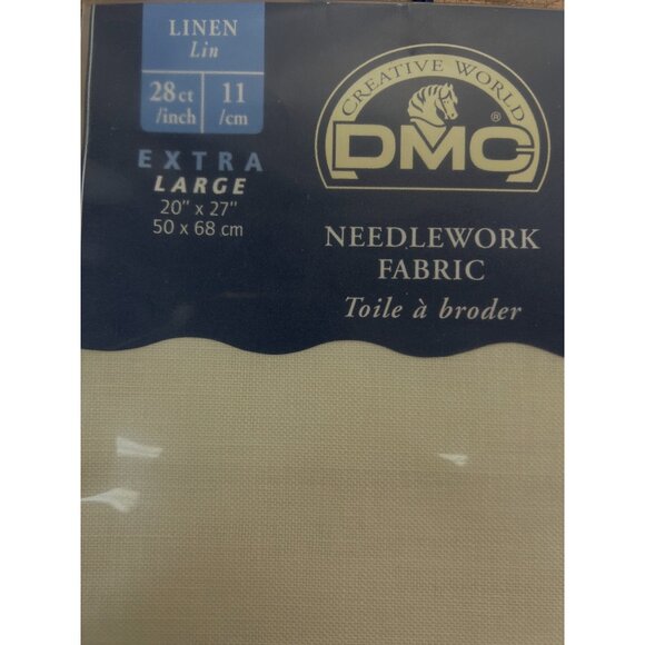 DMC Creative World Linen Needlework Fabric 28 Ct  20" X 27" Beige Cross Stitch - Picture 2 of 2